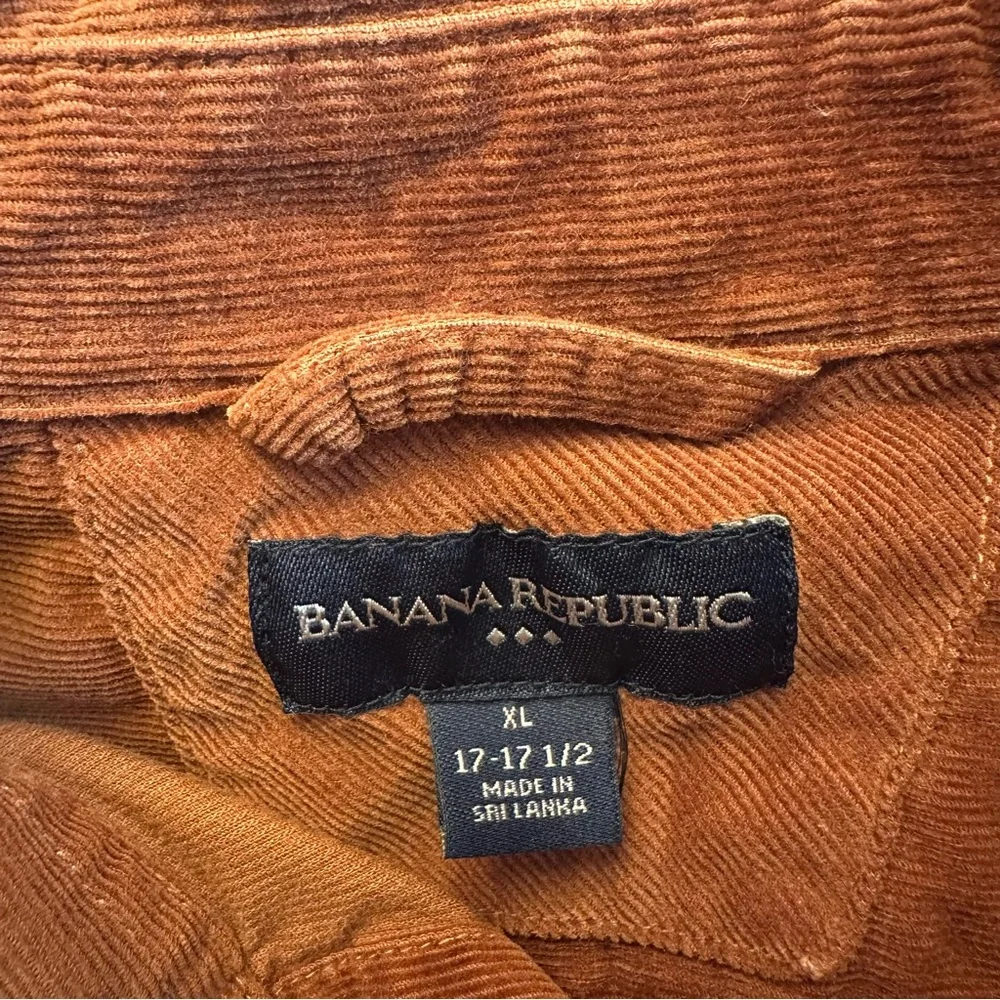 Banana Republic Pearl Snap Brown Corduroy Shirt, Size XL, Western Casual Cotton